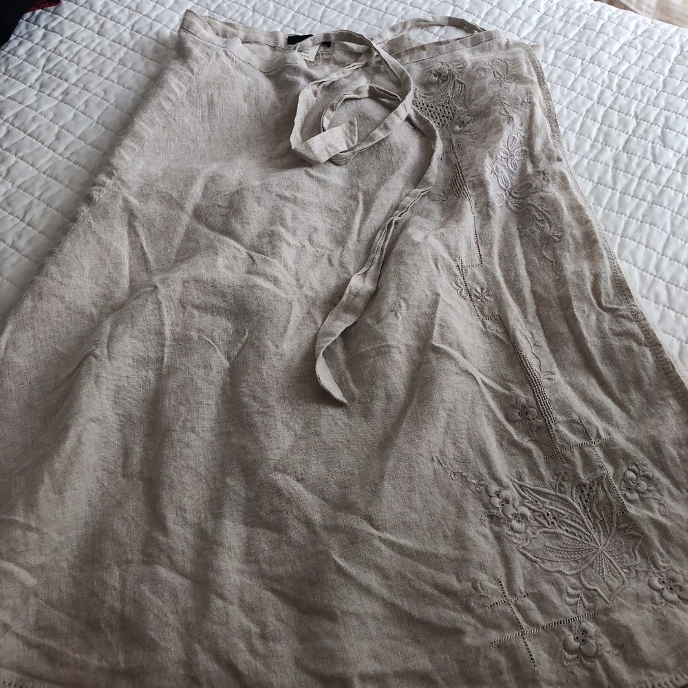 J.Crew Linen Wraparound Skirt, Size 6P